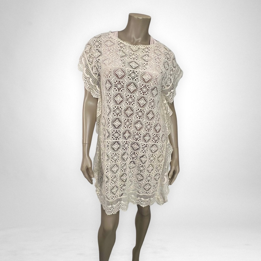 HOSS INTROPIA Ivory Sheer Crochet Swimsuit‎ Cover L